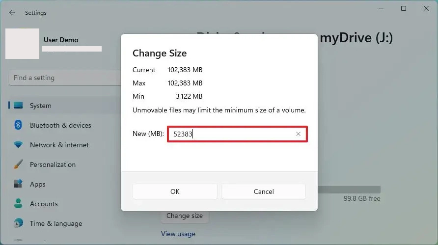 How to change partition size in Windows 11