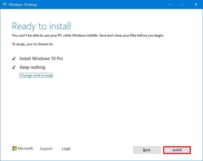 Execute a clean Windows 10 installation | USB | Media Creation Tool | Reset PC (local)