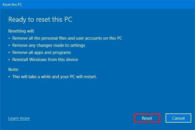 Execute a clean Windows 10 installation | USB | Media Creation Tool | Reset PC (local)